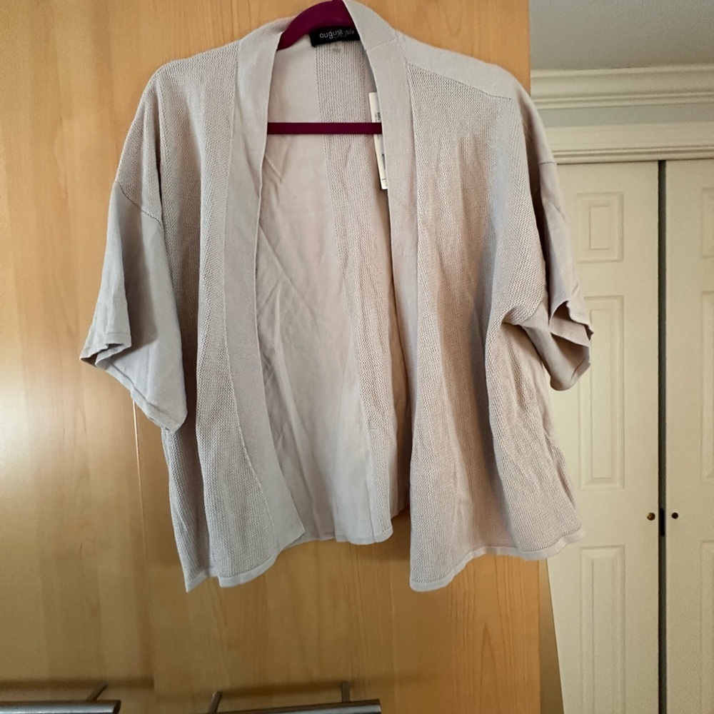 August silk beige Open Front Cardigan